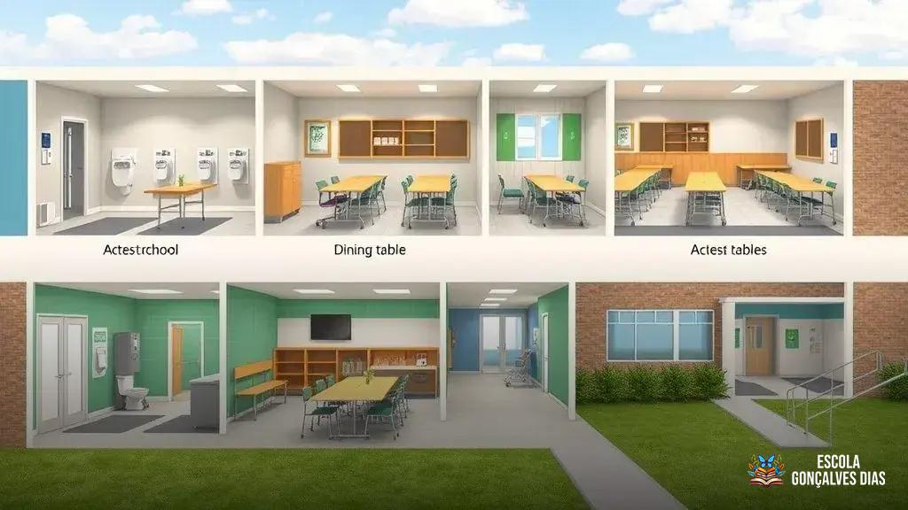 Acessibilidade nos banheiros, refeitórios, salas de aula e áreas externas Acessibilidade nos banheiros, refeitórios, salas de aula e áreas externas
