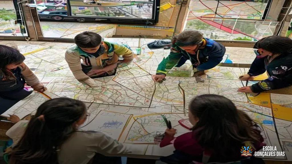  Produção de mapas e desenhos sobre os caminhos do transporte e do comércio