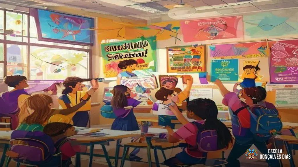  Produção de cartazes e murais com mensagens de valorização do espaço escolar